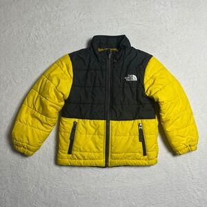 The North Face Toddler Reversible Perrito Puffer Jacket Yellow Black Fleece 6T